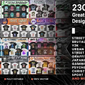 230+ Great T-Shirt Designs Bundle | Extended Commercial License