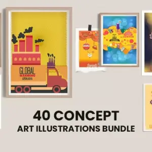 40 Poster Illustrations Bundle | Extended Commercial License